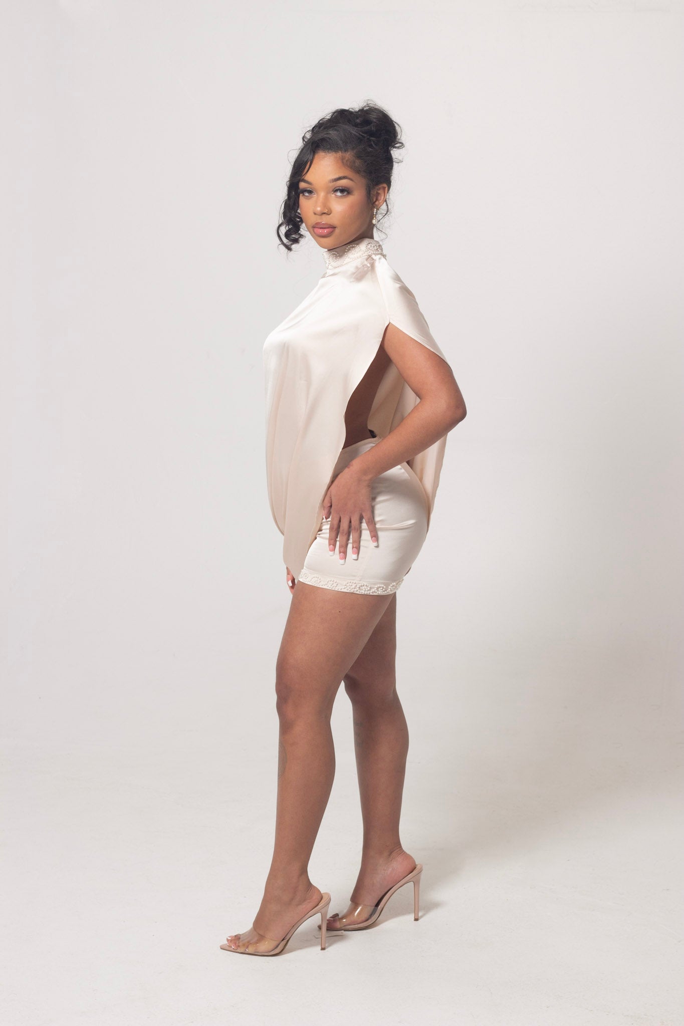 ND Ivory Mirage Drape Top (part of a set)