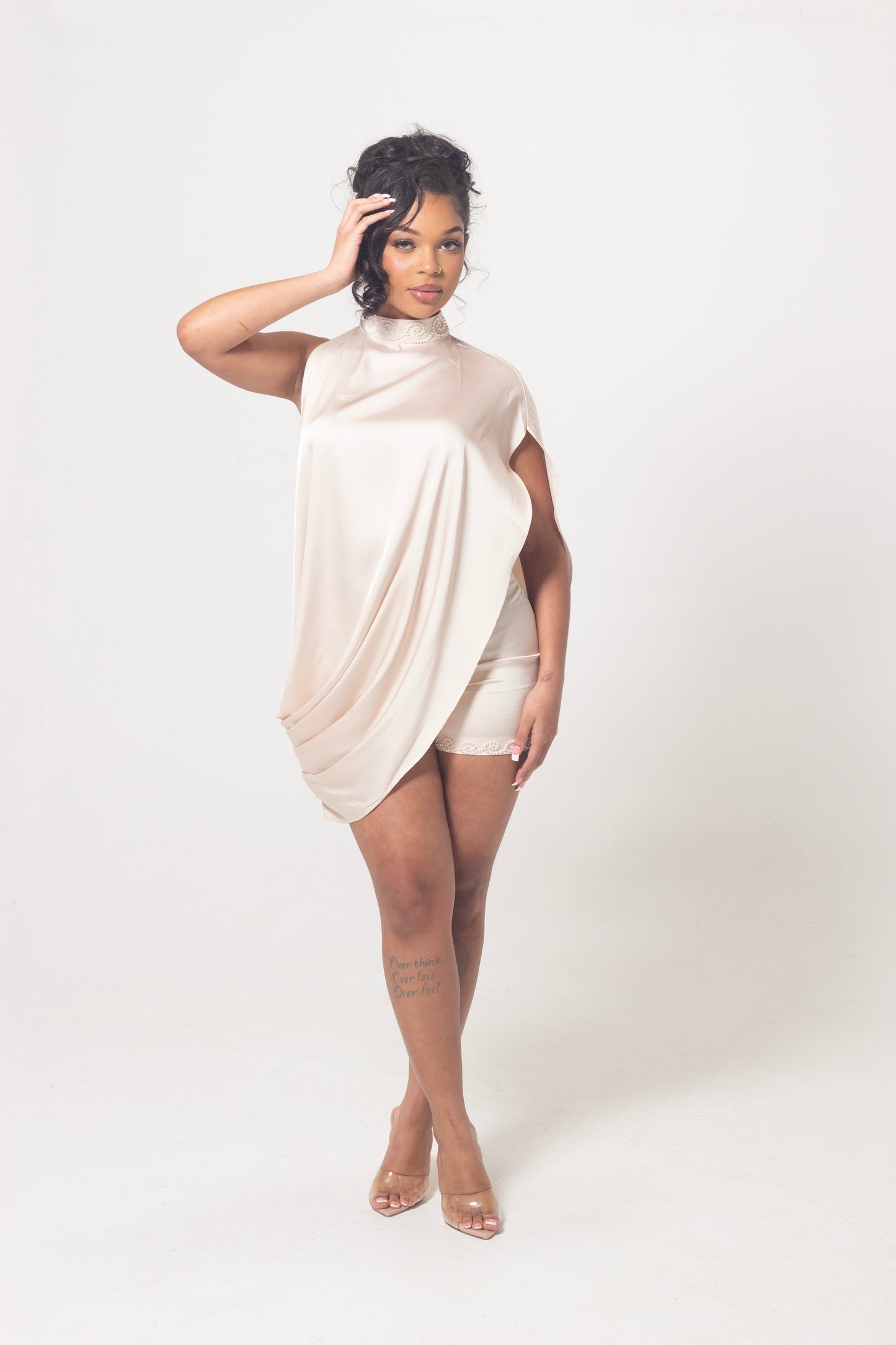 ND Ivory Mirage Drape Top (part of a set)