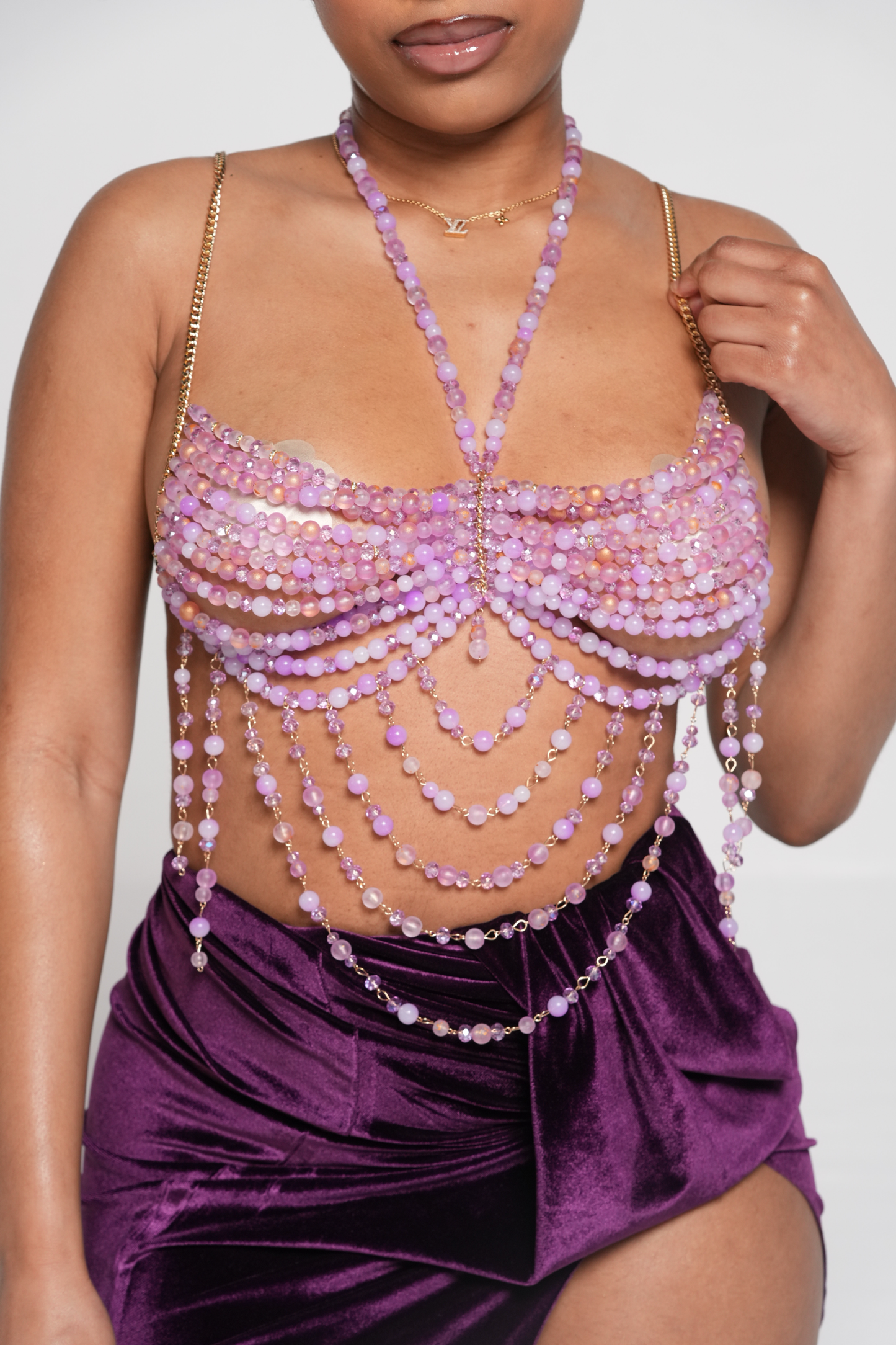 Amethyst Drizzle Beaded Top
