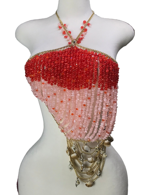 Nymphaea Top – Hand-Beaded Ombré Luxury Halter