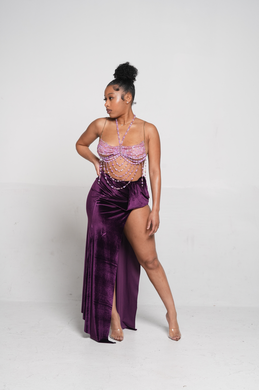 Amethyst Drizzle Beaded Top