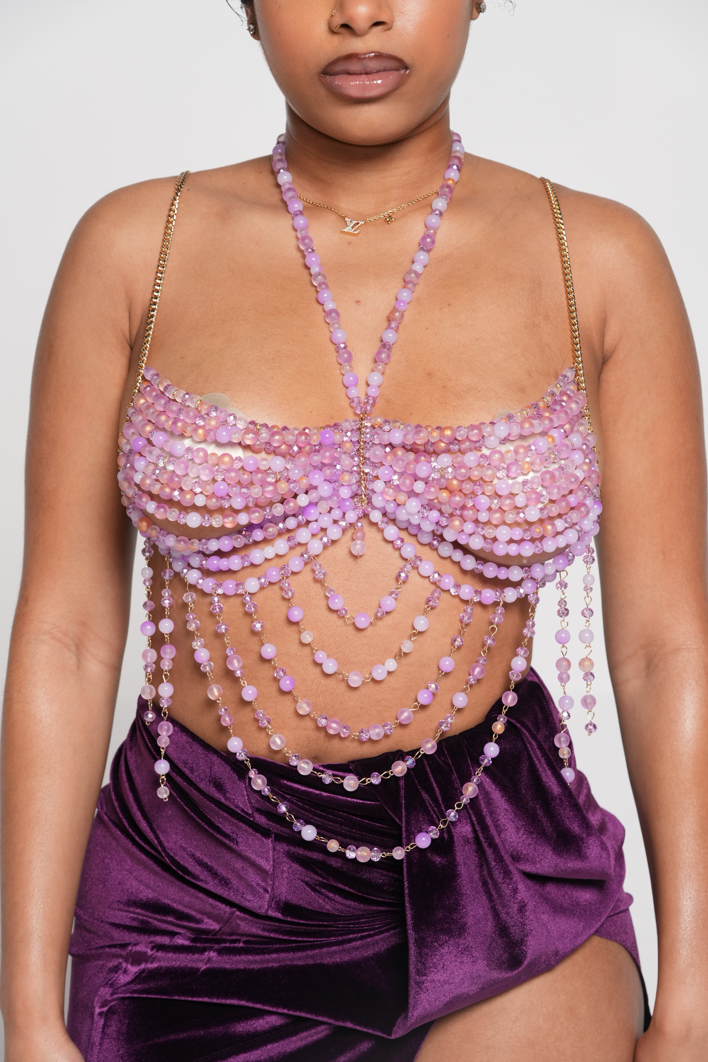 Amethyst Drizzle Beaded Top