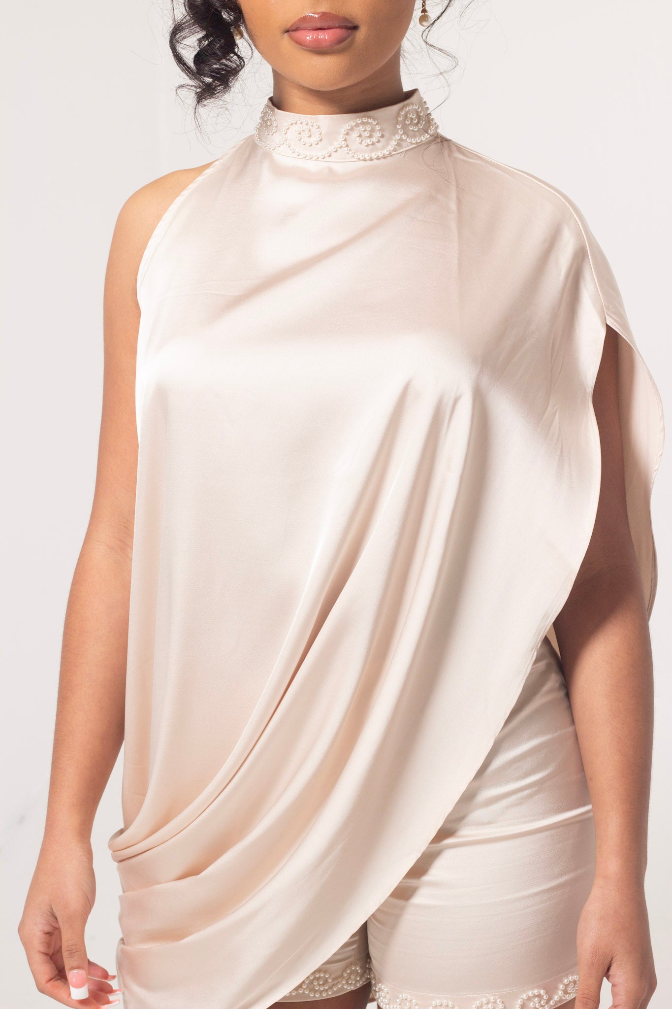 ND Ivory Mirage Pearl Hem Shorts (part of a set)