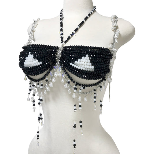 Noir Illusion Beaded Top