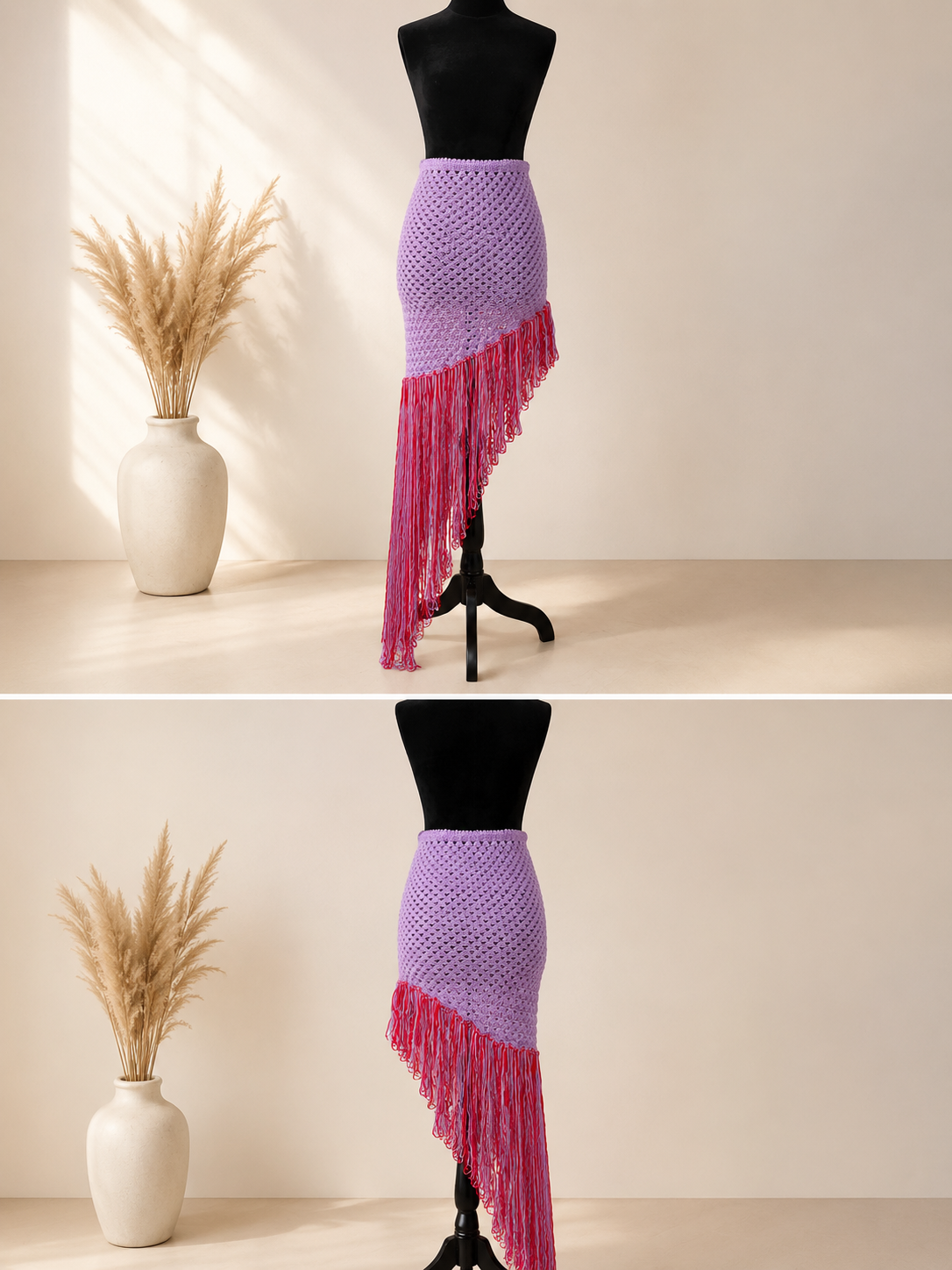Lavender fringe crotchet skirt