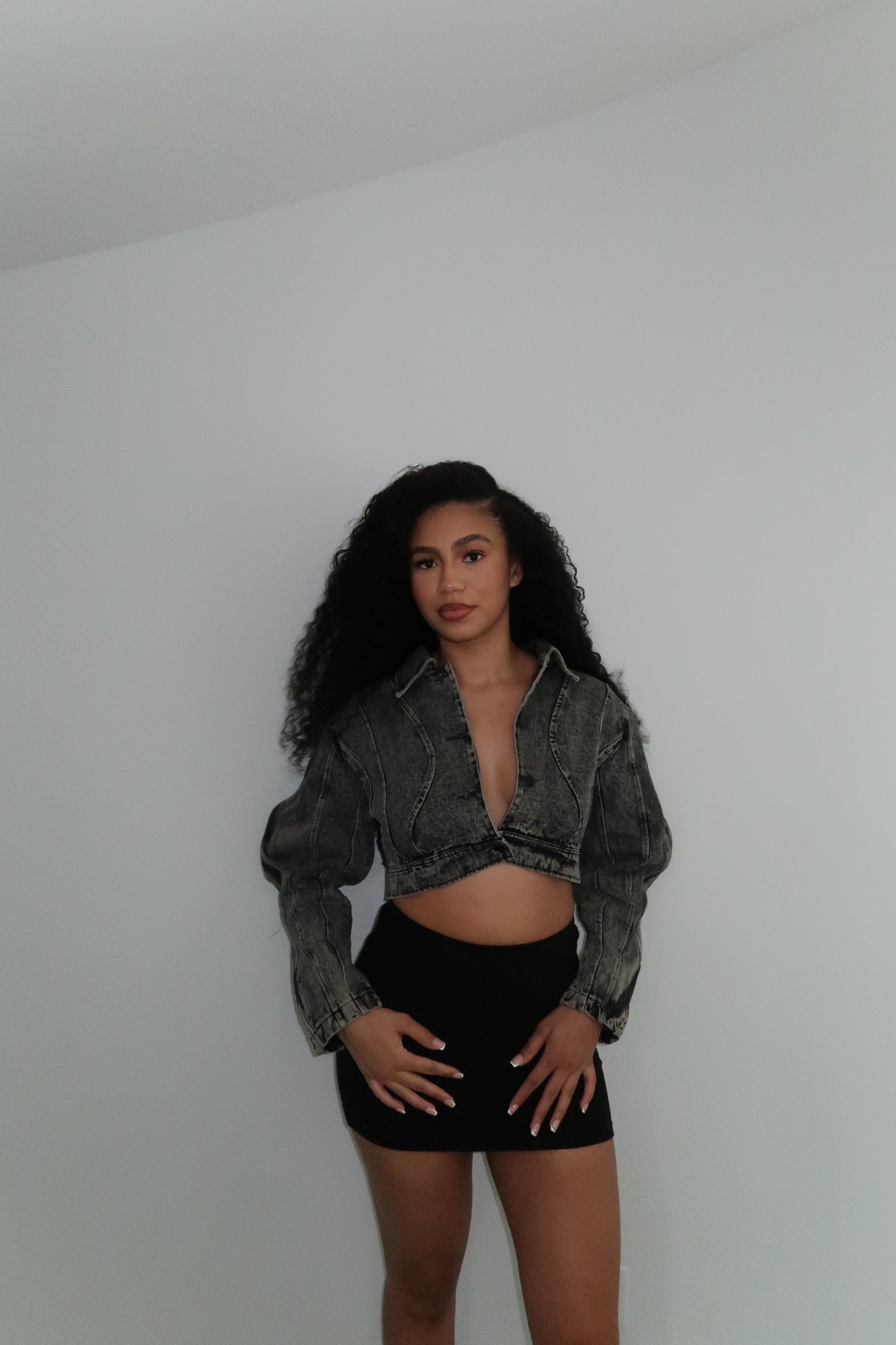 ND Cropped Acid Wash Denim Jacket